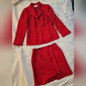 Red two pieces women suit dress Size S